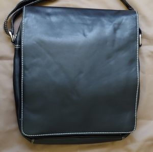 Rare Biacci Black Leather Courier Bag